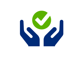 Icon mit zwei Hnden nach oben gerichtet als Symbol fr die Einweisung